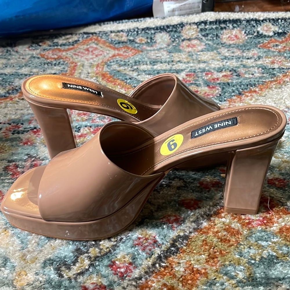 Nude Patent Nine West Heels 9